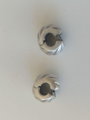 Pandora Wavy Lines Clip Charms, pair of 2 silver clips (790430)