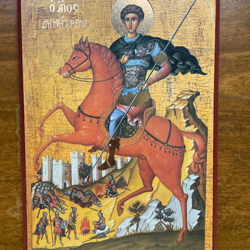 Εικόνα Αγίου Δημητρίου ξύλινη χειροποίητη με χρυσές λεπτομέρειες άριστη κατάσταση