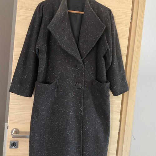 Women's black coat with colorful weaving, like new, size XL