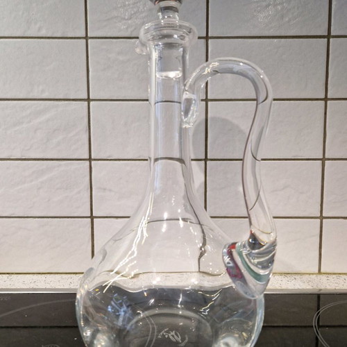 Cristallerie de Haute Bretagne wine carafe new, handmade, made in France