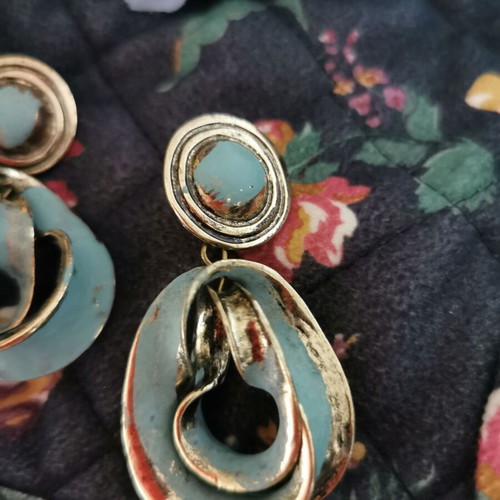 Vintage gold and turquoise earrings for women