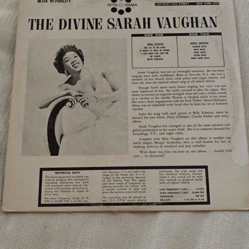 Sarah Vaughan The Divine LP used, jazz, US 1964