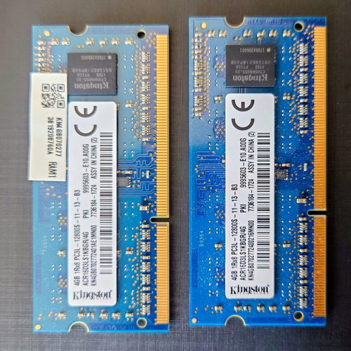 Kingston RAM kit 8GB (2x4GB) DDR3L SO-DIMM 1600MHz like new