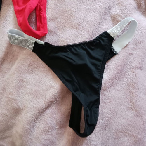 Women's string panties S/M new, black, red, blue, set of 3