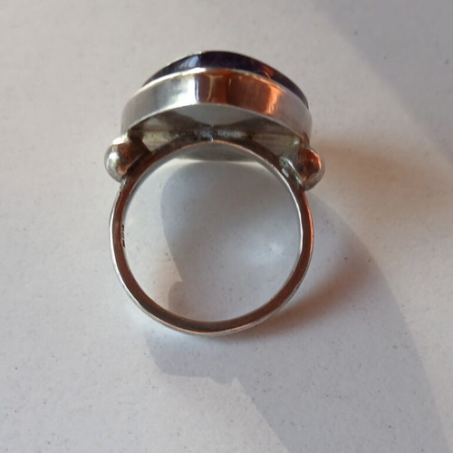 Silver ring with amethyst, handmade, size 56-57