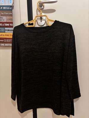 Wide blouse used, thin, black-anthracite