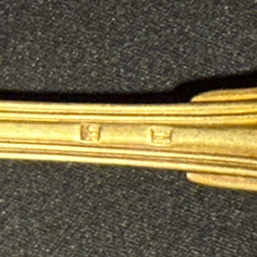 Silver cutlery used, collection of 5 knives, 3 gilded, 1 fork, 2 spoons