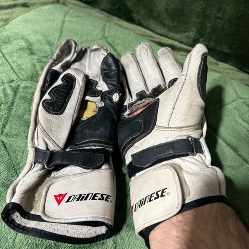 Dainese Full Metal Titanium gloves used with neck protector