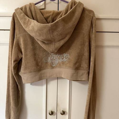 My Moo Beige Women's Crop Zip-Up Sweatshirt used, XL