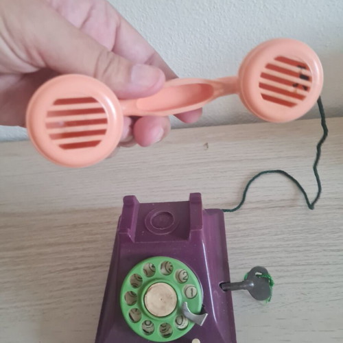 Vintage Soviet mechanical toy phone 1962 used with original box