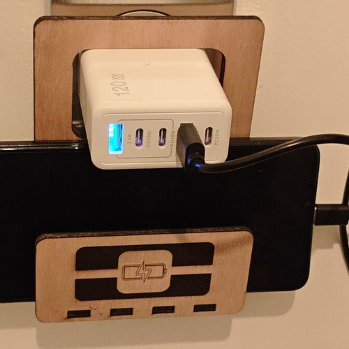 Wooden Hanging Phone Charging Stand for Wall Socket