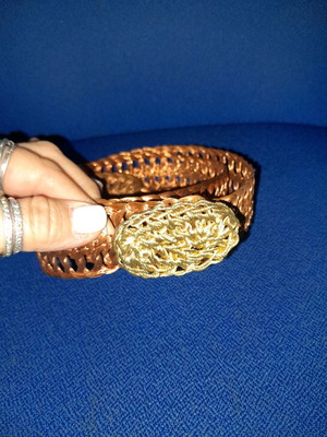 Vintage brass belt with gold-plated handmade buckle