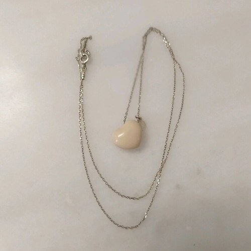 Silver delicate necklace like new with heart pendant and thin chain