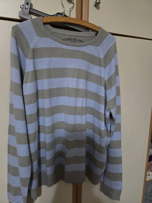 Αντρική μπλούζα River Island μεταχειρισμένη, μέγεθος XXL, άσπρο και γκρι