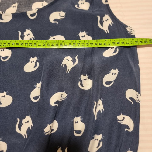 Zara blouse dress L-XL used, blue with cat pattern