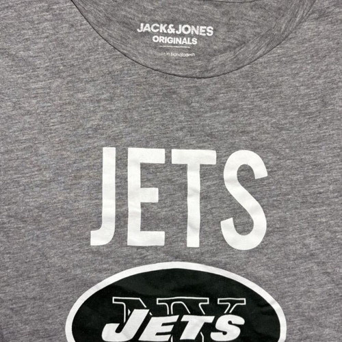 Jack & Jones Jets T-shirt like new, gray with green and white design