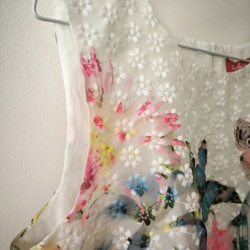 Derhy mini dress with embroidery, white and multicolor
