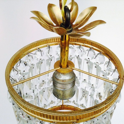 Brass ceiling light used with crystals