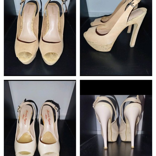 Women's heels used, size 36, beige, set of 2 pairs