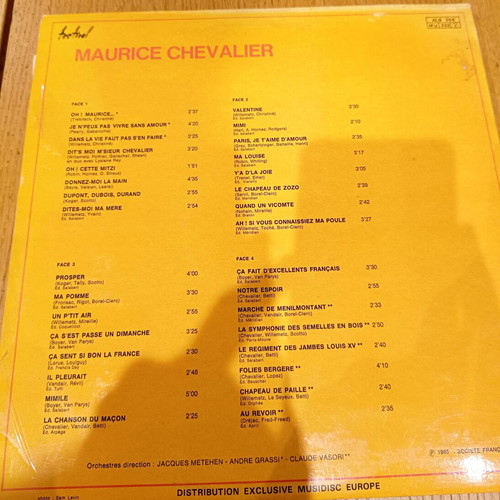 Maurice Chevalier 60 ans de chansons vinyl record like new