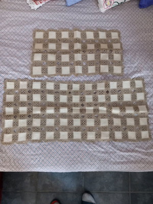 Set of two rectangular crochet lace table runners like new