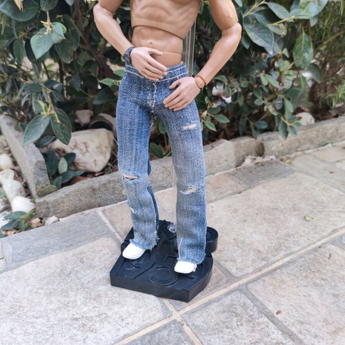 Ken Action Figure Doll with Articulated Body and Handmade Jeans
