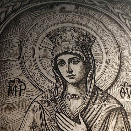 Wooden Virgin Mary engraving laser image new