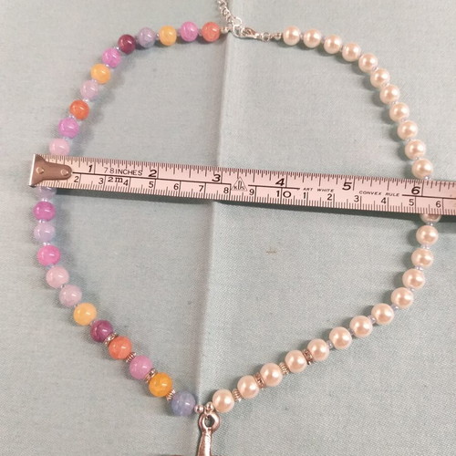 Колие дипол с морска звезда, перли и стъклени мъниста, ново