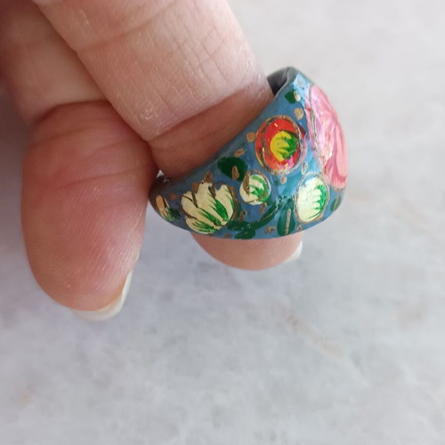 Wooden ring hand-painted like new