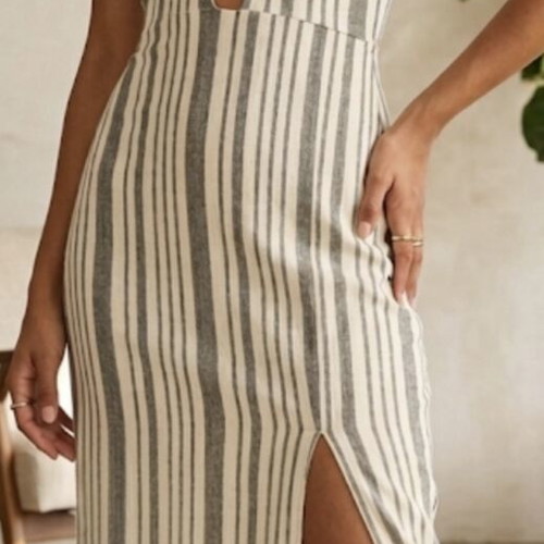 Bershka striped midi dress XS with front slit