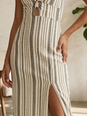 Bershka striped midi dress XS with front slit