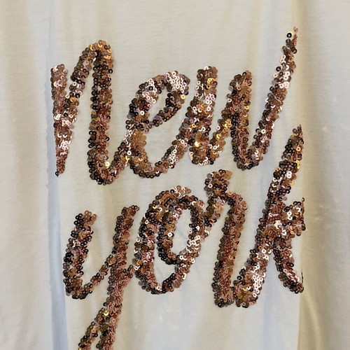 T-shirt Hailys white with sequin New York print, like new, medium