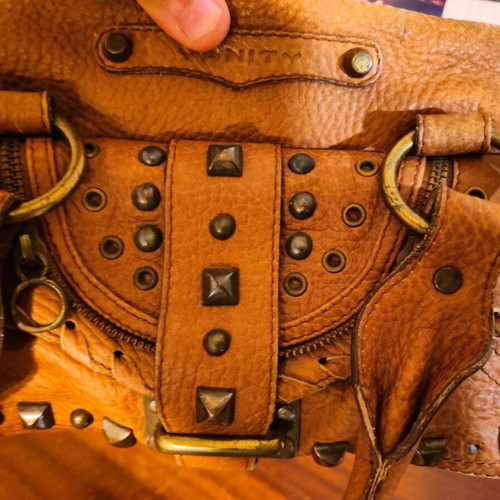 Vanity shoulder bag used, leather brown