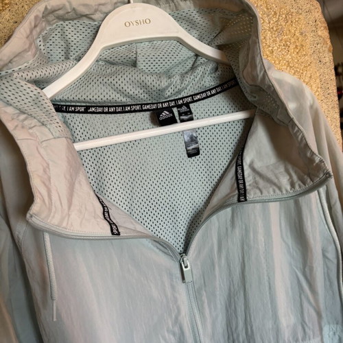 Adidas waterproof windbreaker jacket with hood, new, black and turquoise
