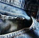 Branded men's denim bermuda shorts