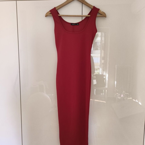 Boohoo red midi bodycon dress size EU 36 new