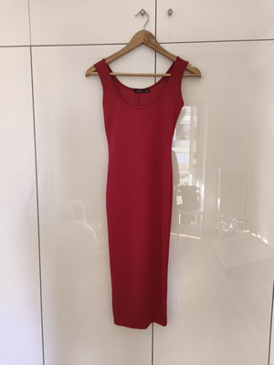 Boohoo red midi bodycon dress size EU 36 new