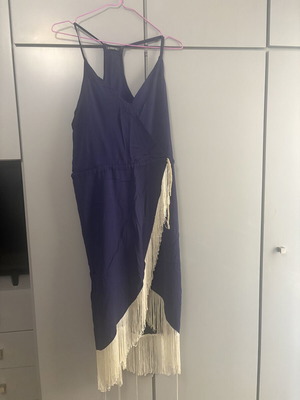 Coocu asymmetrical midi dress with fringes navy blue one size like new