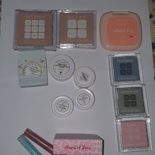 ColourPop makeup set 14 items lightly used, green palette repaired
