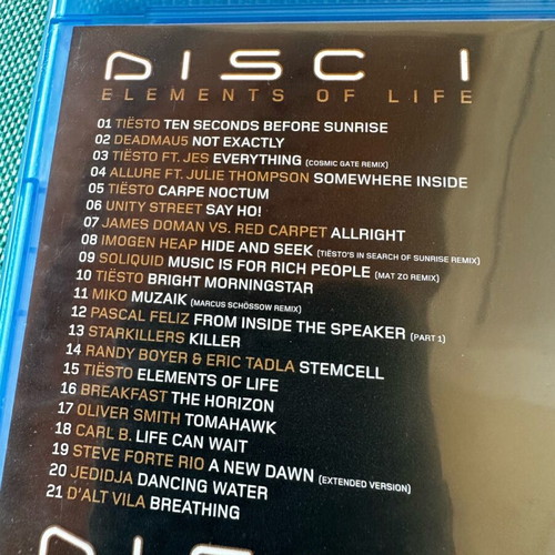 Tiesto Elements of Life World Tour 2x Blu-ray discs like new