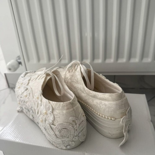 Bridal shoes used with lace and pearls size 36