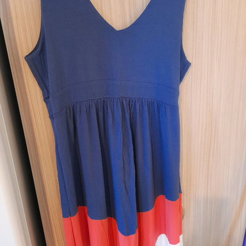 Matis dress xl used, blue with orange and white