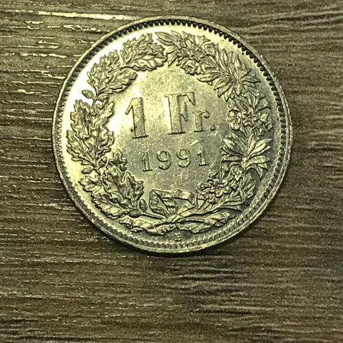 Switzerland 1 Franc 1991 coin like new
