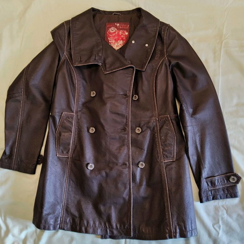 Oxbow women's leather coat used, brown, size S-M