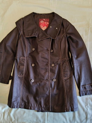 Oxbow women's leather coat used, brown, size S-M