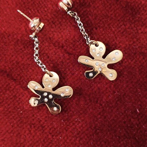 Folli Follie jewelry set rose gold with flower motifs and crystals like new