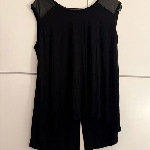 Celestino jacket and blouse set like new, black with leather detail M/L