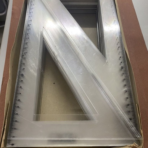 Transparent right-angle geometry triangles, pack of 12, 30 cm