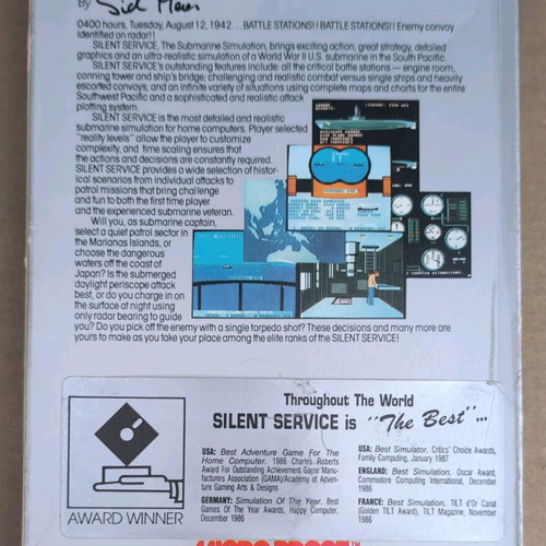 Silent Service MicroProse Amiga like new, complete box