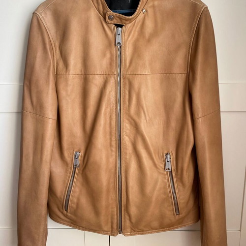 Replay leather jacket L slim fit like new beige